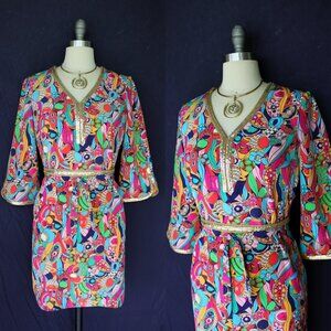 Lilly Pulitzer Shannon dress Bling My Chimes silk caftan kimono tunic dress 4